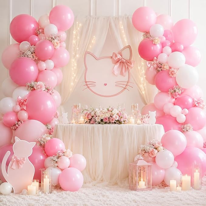 Pink and White Balloons, Baby Pink Latex Balloon - Image 7