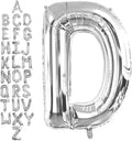 40 Inch Silver Letter D Balloons, DIY Phrase Foil Alphabet Letter D Balloons by LHOAVWE