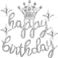 Silver Happy Birthday Balloons Banner 18 Inch Script/Cursive Foil Mylar Letter by Miusbit