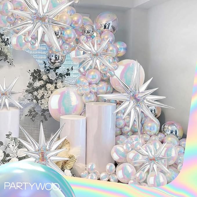 PartyWoo Iridescent Large Giant Foil 4D Balloons 20pcs Different Sizes | 22 12 - Image 2