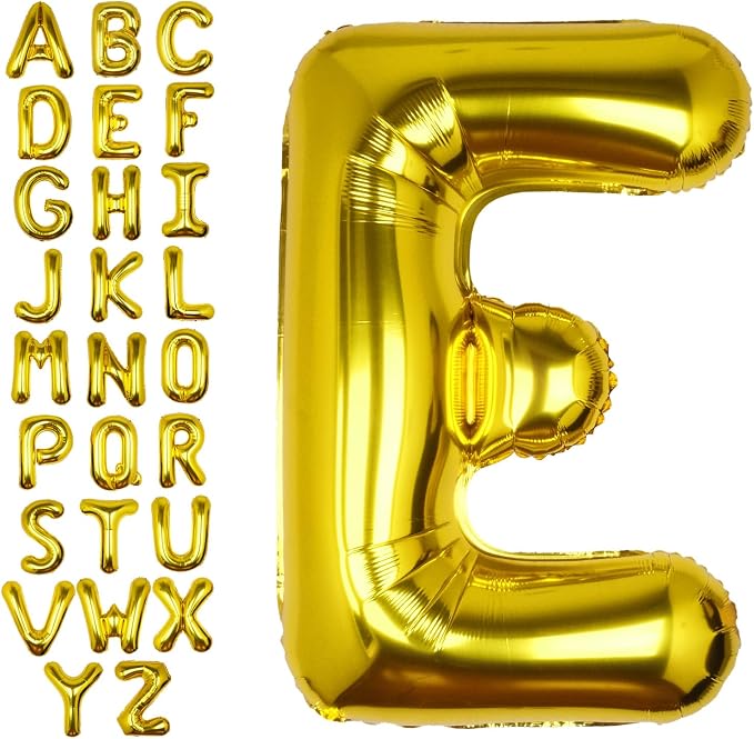40 Inch Gold Letter E Balloon Big Foil Helium Letter Balloons A-Z | Giant Large by SULALABOO