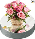 JAMBALAY 8" Round Mirror Centerpieces for Tables, Set of 12 Glass Mirror Table Centerpieces, Circle Glass Mirror Trays, Mirror Candle Plates for Wedding Decorations and Party