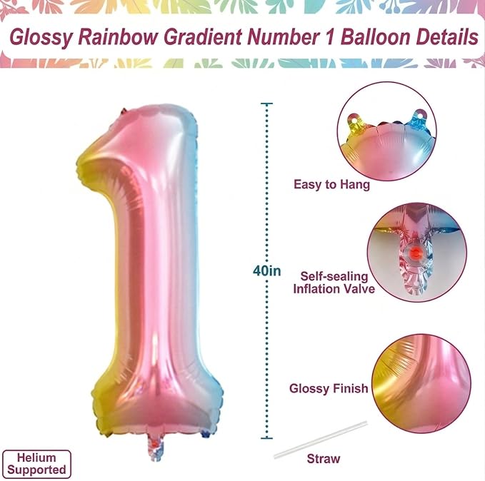 Rainbow Ombre Number 11 Balloon 40 Inch Pastel Foil - Image 4