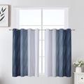 Navy Blue and Greyish White Ombre Short Blackout Cafe Curtains 36 Inch Length by ESTELARTEXTILER