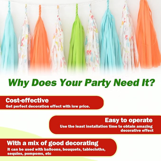 Light Orange Tassel Garland 20 Pcs, Tissue Paper Tassels Garland Banner - Image 3