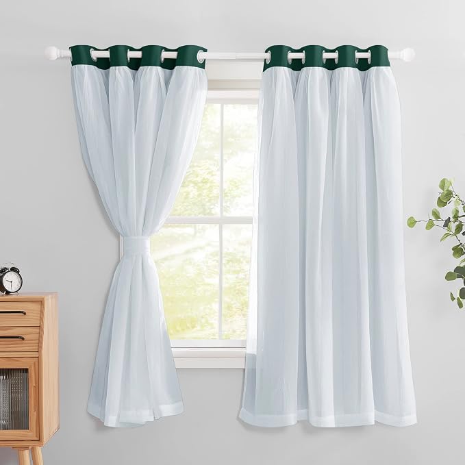 PONY DANCE Bedroom Curtains Blackout, 52 x 63 in, Hunter Green, 2 Panels | - Image 6