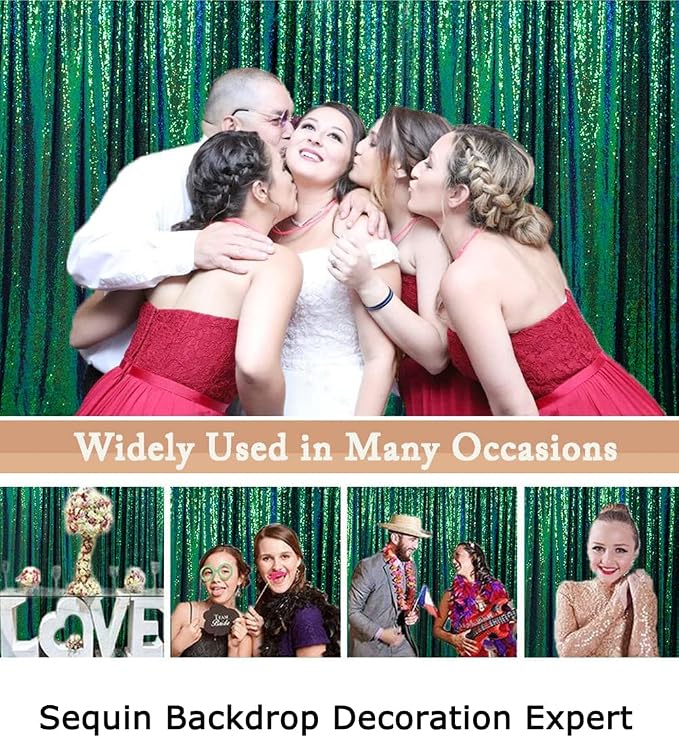 ShinyBeauty 4x8 FT Sequin Fabric Backdrop Iridescent Green - Image 6