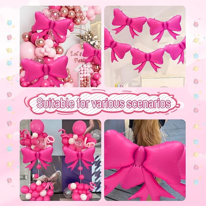 4pcs Jumbo Oversized Ribbon Balloons Coquette Bow Balloons Bow Party Coquette - Image 4