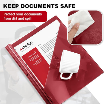 Teling 24 Pcs Clear Report Cover with 3 Prongs, Plastic Report Presentation Folders 90 Sheet Capacity Resume Document Covers for School Office(Dark Red)