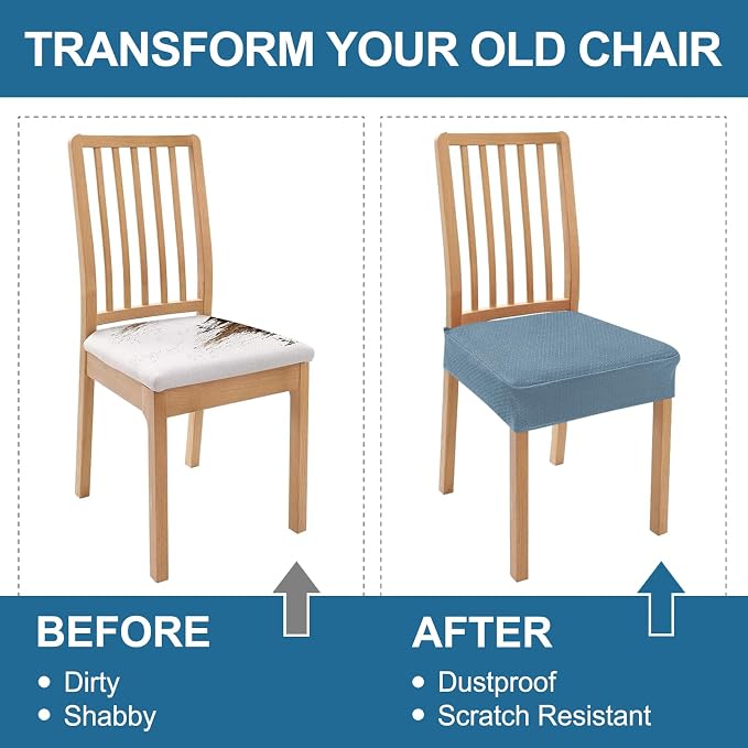 Smiry Waterproof Seat Covers for Dining Room Chairs, No Rear Covers | Stretch - Image 7