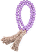 Purple Wood Beads Garland with Tassels, Wall Hanging, Home Decoration by TACOLO