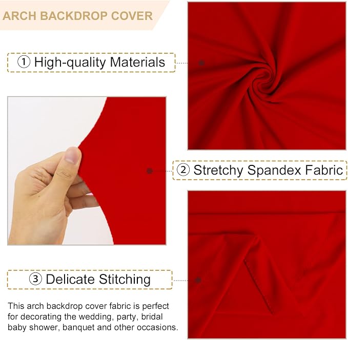 FANPROMS Arch Covers Set of 3 Red Arch Cover 5FT 6FT 7FT Fitted Spandex Arch - Image 2