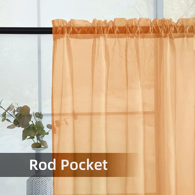SpaceDresser Beige Sheer Curtains 4 Panels Rod Pocket Semi-Sheer Curtain 72 - Image 5