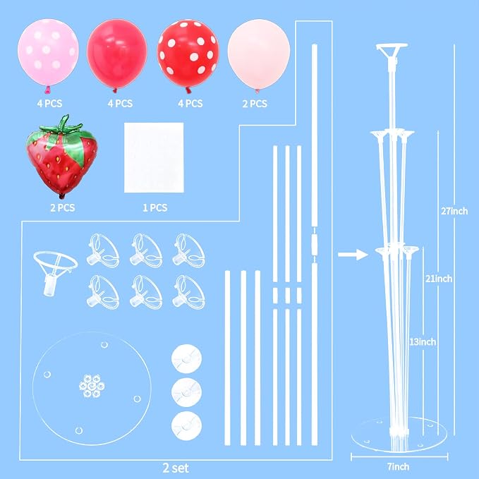 Strawberry Balloon Stand for Table Centerpiece Stand Kit 2 Sets - Image 3