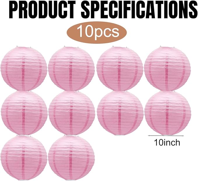 Pink Paper Lanterns Hanging Chinese Round Lanterns - Image 3