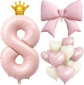 LilyZheng Pastel Pink Number 8 Foil Balloon Set by LILYZHENG