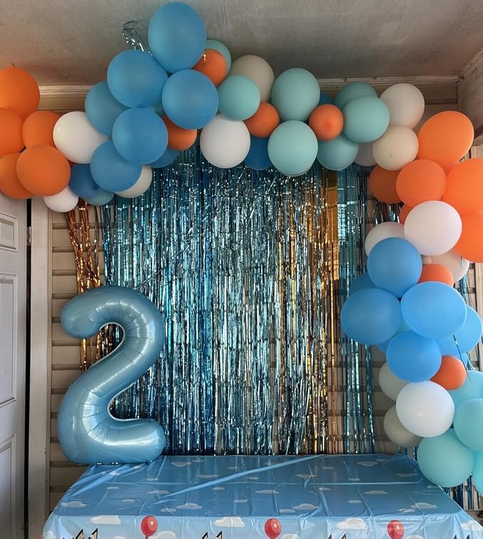 6 Balloon Numbers Birthday Decorations, 40In Pearl Blue Balloons - Image 3