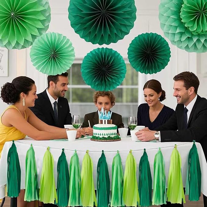 Green Gradient Tissue Paper Tassels 30pcs Streamers Party - Image 3