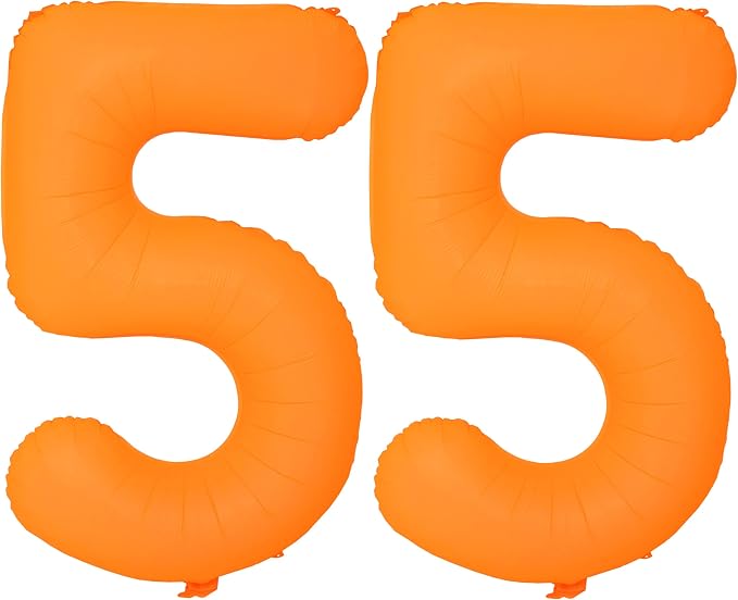 Orange Birthday Number 55 Balloon 40IN Fluorescent Orange 55 Balloon | by YOIOZAIZAI