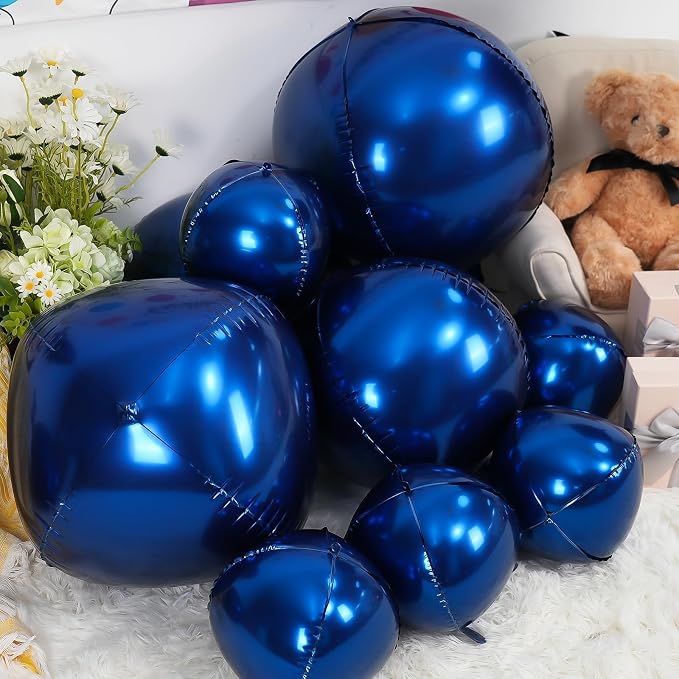 12Pcs Navy Blue Round Foil Balloons, Metallic Blue Foil Balloon - Image 5