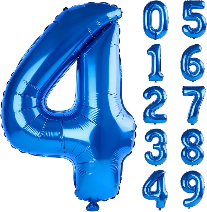 40 Inch Number 4 Balloons for 4th Birthday Party Decorations, 0-100 Dark Blue by FOBELEC