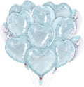TONIFUL 15Pcs 18In Blue Heart Balloons Transparent Ice Pale Mylar Hearts | Low by TONIFUL