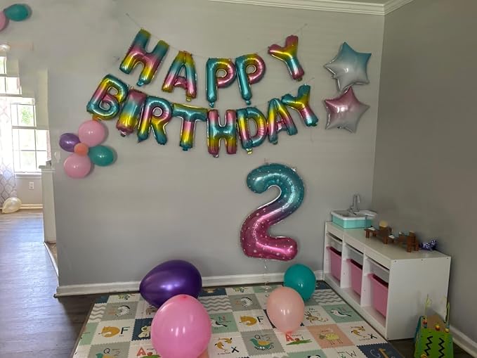 Number Balloons 40 Inch Pink Blue Purple 1 Balloon - Image 3