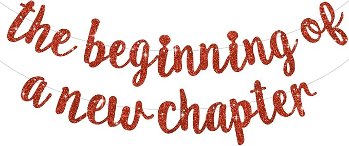 BEISHIDA Red Pre-Strung Glitter The Beginning of A New Chapter Banner | by Beishida