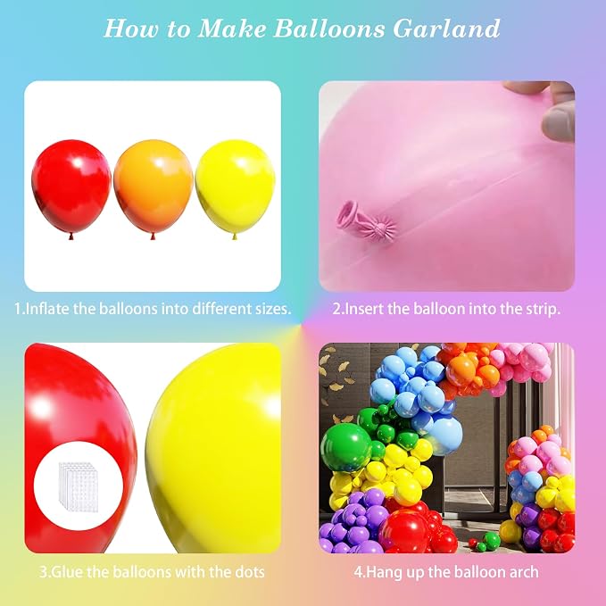 Rainbow Colorful Balloons Arch Kit, Baby Shower, Anniversary Party Decorations - Image 4