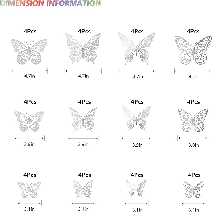 SAOROPEB 3D Butterfly Wall Decor, Removable Metallic Wall Sticker Room Mural - Image 5