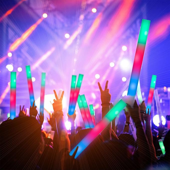 240 Pack LED Foam Sticks, Glow Stick Bulk Party Pack with 3 Modes Colorful Flashing, Glow in the Dark Party Supplies for Wedding, Raves, Concert, Camping