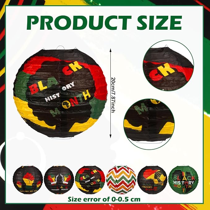 Panelee 12 Pcs Black History Month Party Decorations Paper Lanterns 8 Inches - Image 2