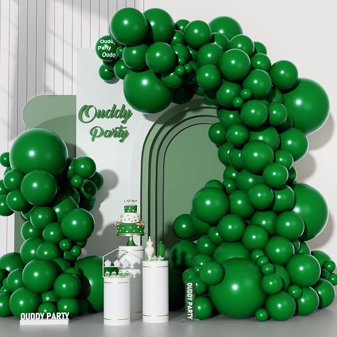 Ouddy Party 129Pcs Dark Green Balloons Different Sizes 18 12 10 5 Inch by OuddyParty