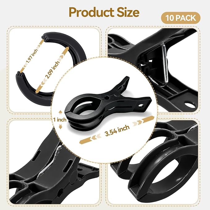 EMART 10 Pack Balloon Arch Clips Plastic Black Large Towel Clips 3.5 Inch Heavy - Image 7