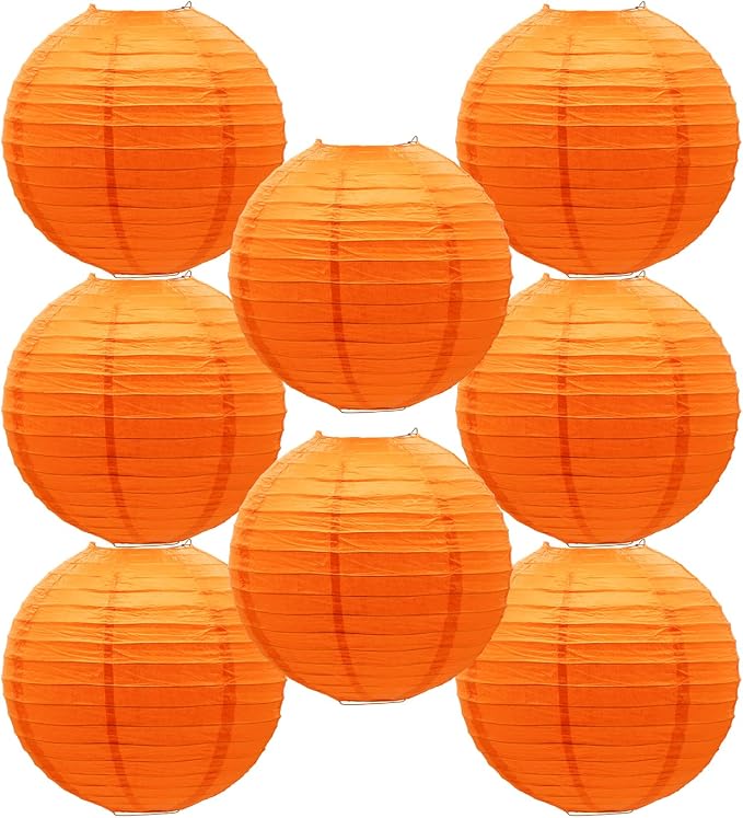 Orange Paper Lanterns Hanging Chinese Round Lanterns by BARTHEW