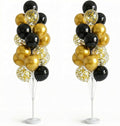 HIINS Black Gold Balloon Column Kit Set of 2 by HiinsPartyDecoration