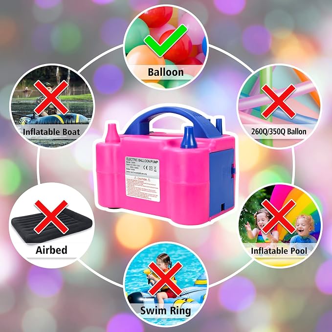 Electric Air Balloon Pump, Portable Dual Nozzle Electric Balloon Inflator - Image 3