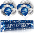 GOLDCROW Retirement Party Decorations Blue Silver Happy Retirement Banner by Unknown