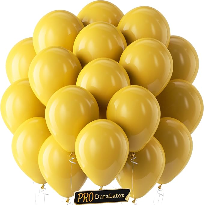 Pro Duralatex Mustard Yellow Extra-Thick Balloons 120 Pack 10 inch | Boho by Bezente