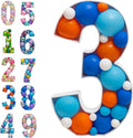 Mosaic Balloon Frame Numbers 3 Pre-Cut Large Foam Board Sign Cut-Out by JoyBoxDesign