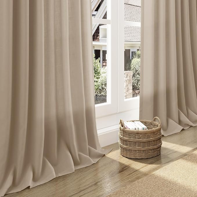 Sepia Beige Linen Curtains 102 Inches Long - Image 5