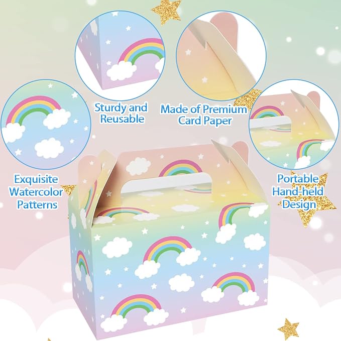 12 Pack Rainbow Gift Boxes Party Favors Cloud Pastel Birthday Goodie Treat - Image 5