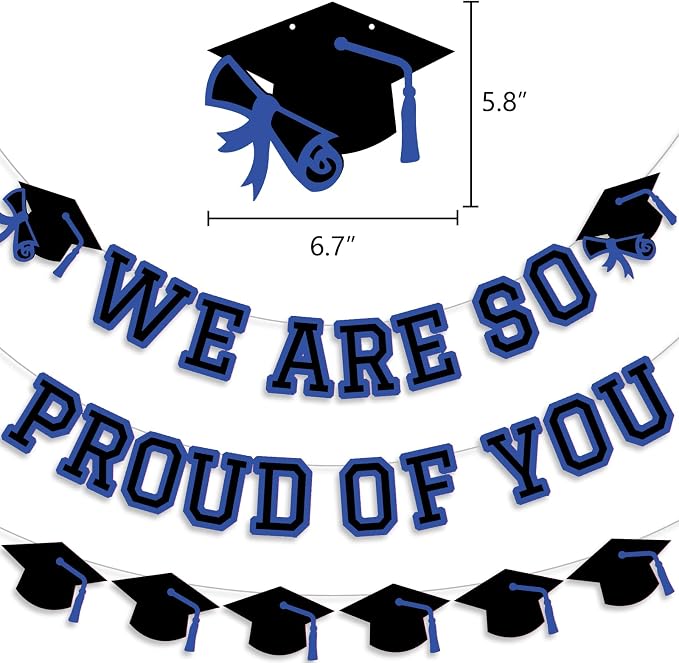 We Are So Proud Of You Banner Graduation Party Decorations Congrats Grad Cap - Image 2