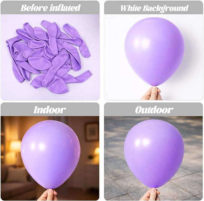 Voircoloria 90pcs Pastel Purple Balloons Garland Arch Kit, 18 12 10 5 Inch | - Image 3