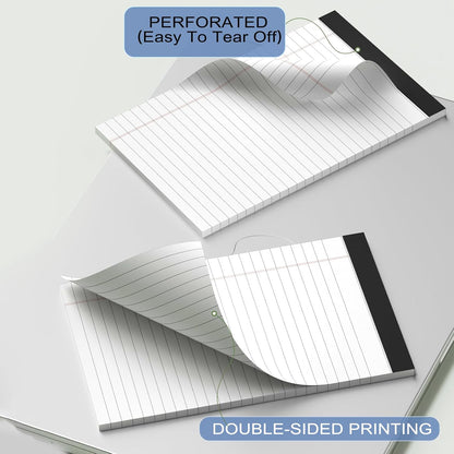 6pcs Small Note Pads, White Notepads 5x8 College Ruled Notebook, Writing Pads 5 x 8, Legal Pads, Memo Pad Paper Perforate Narrow Ruled Notebooks for Work, School, Office,30 Sheets/Pack