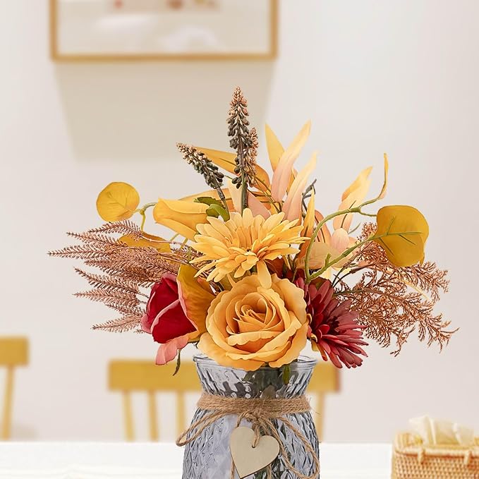 Leftover Fake Fall Flowers in Vase, Fall Flower Arrangements, Floral Arrangement - Image 3