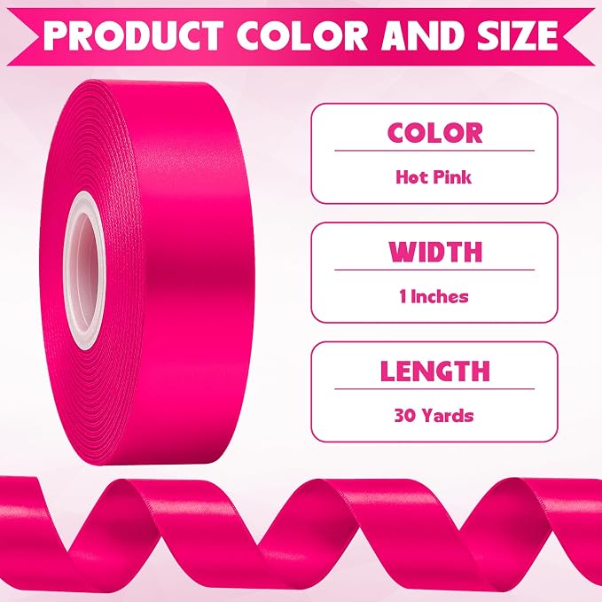 1In 30Yards Rose Red Fabric Ribbon - Image 2