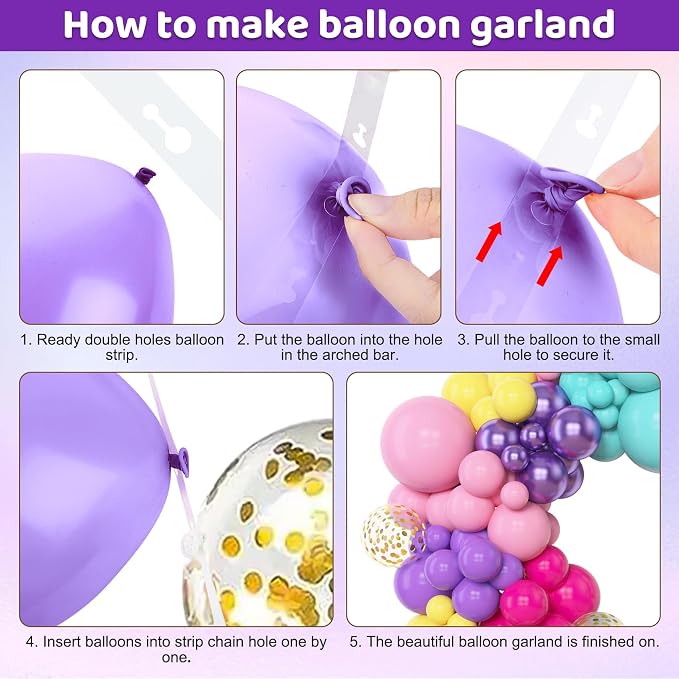 Amandir 153pcs Purple Blue Pink Balloon Garland Arch Kit Different Sizes | 18 - Image 4