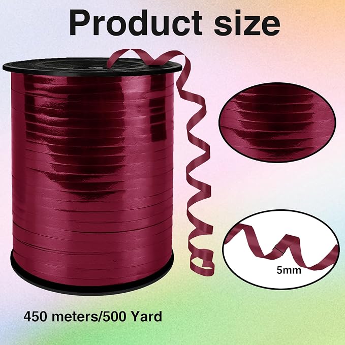 Premium Burgundy Curling Ribbon，500 Yard，1/5" - Image 2