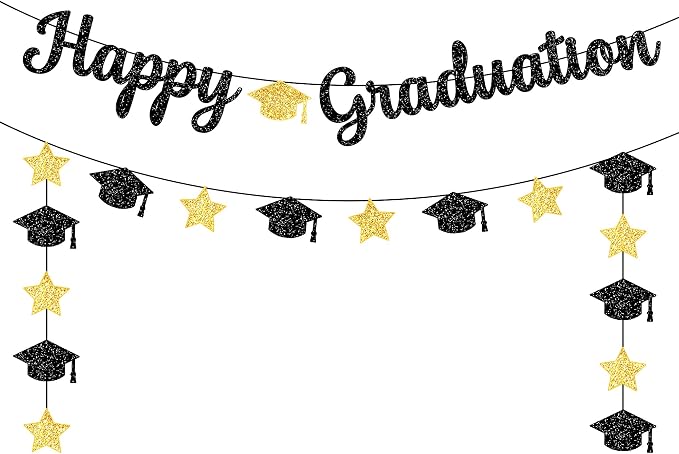 KatchOn Glitter Happy Graduation Banner | No DIY, Pre-Strung, 2026 Graduation by KatchOn